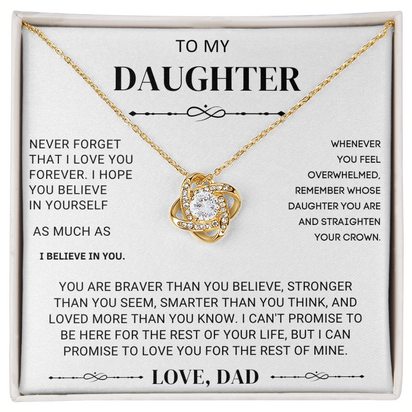 To My Beautiful Daughter – Love Knot Necklace